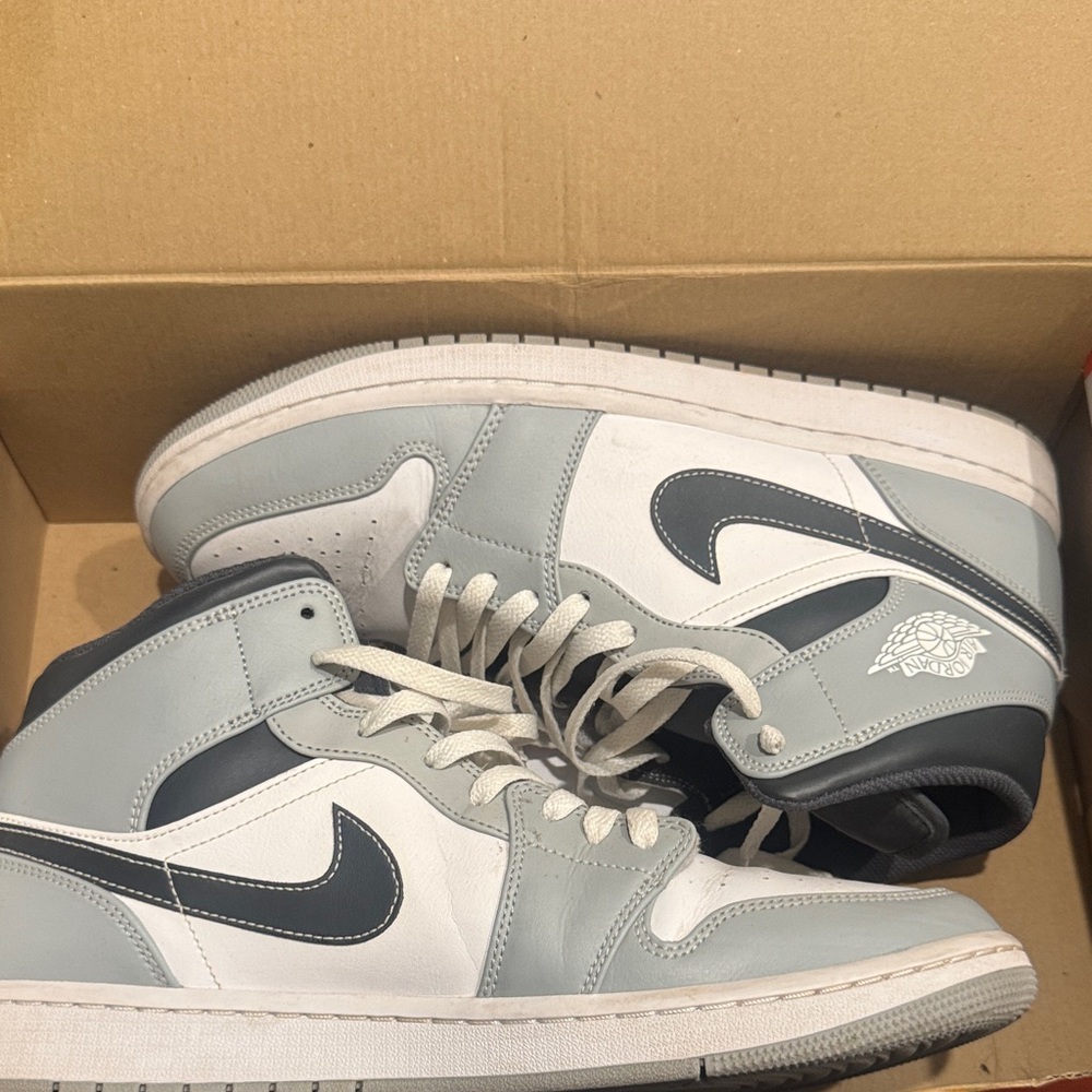 Nike Men's Gray and White High-Top Sneakers